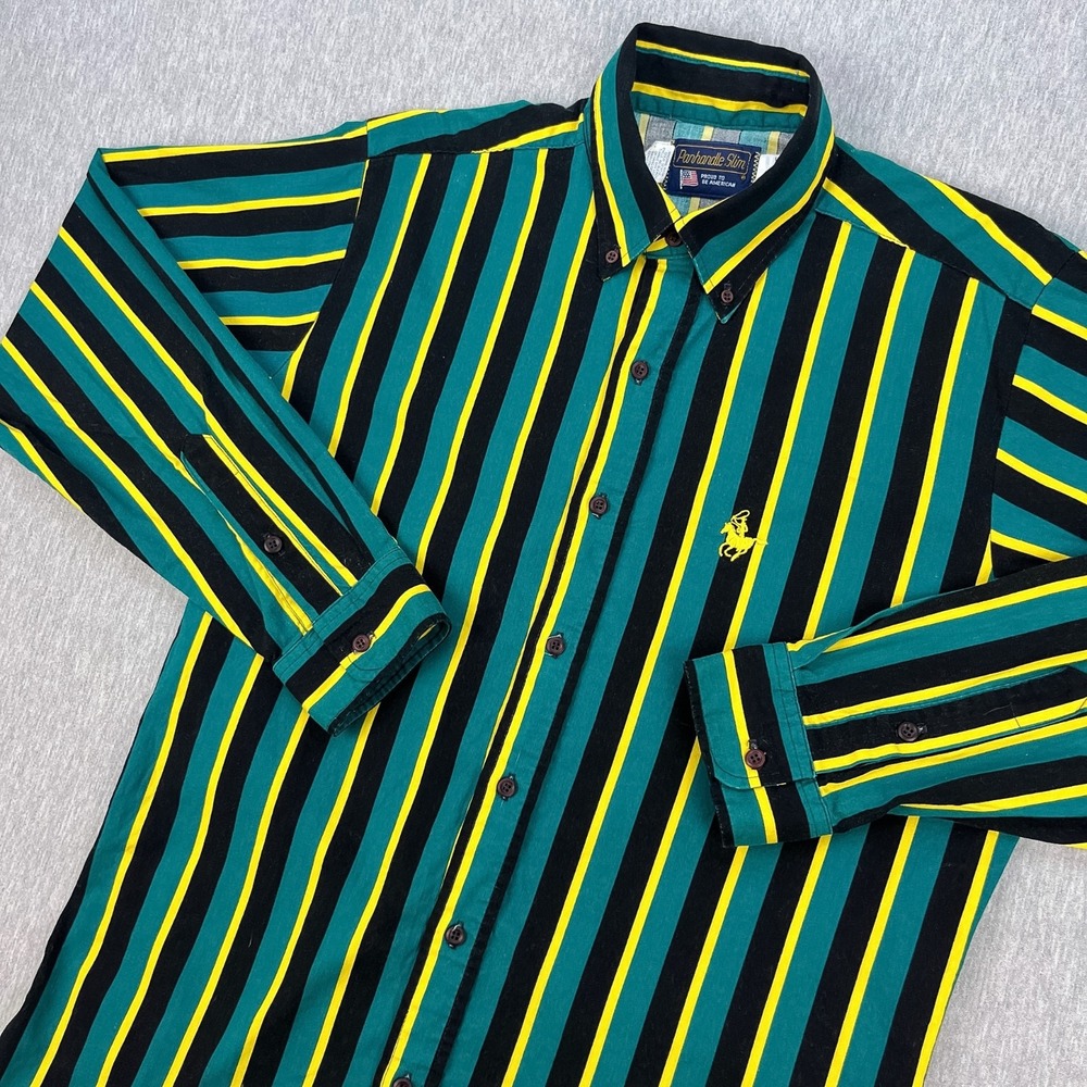 Vintage Panhandle Slim Button-Down Shirt Mens 15.5-35 (M-Tall) Striped 90s USA